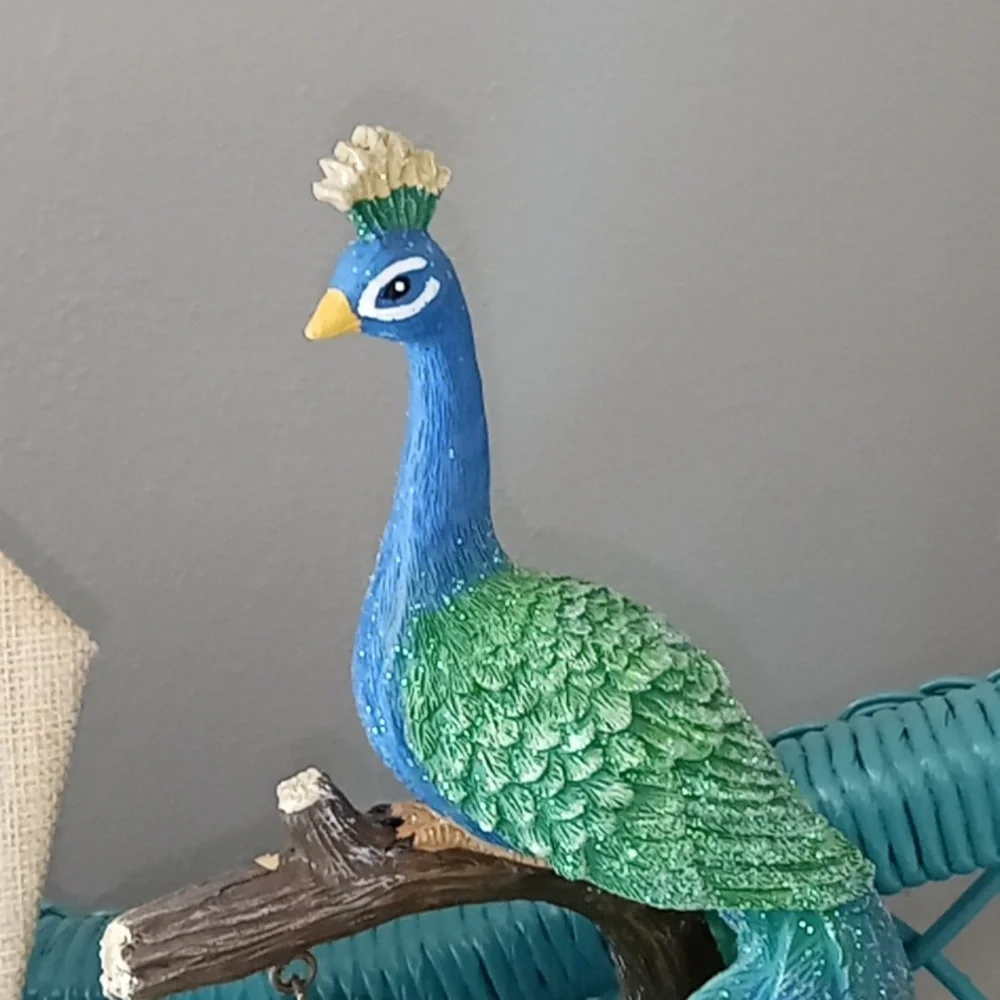 Elegant Peacock Clock Decor - Green and Blue